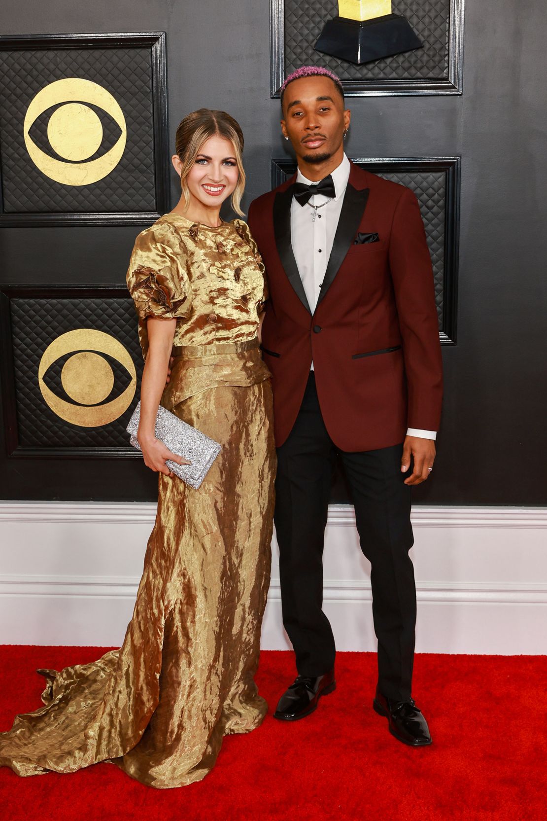 Miranda Derrick and James Derrick attend the 65th GRAMMY Awards on February 5, 2023 in Los Angeles, California.