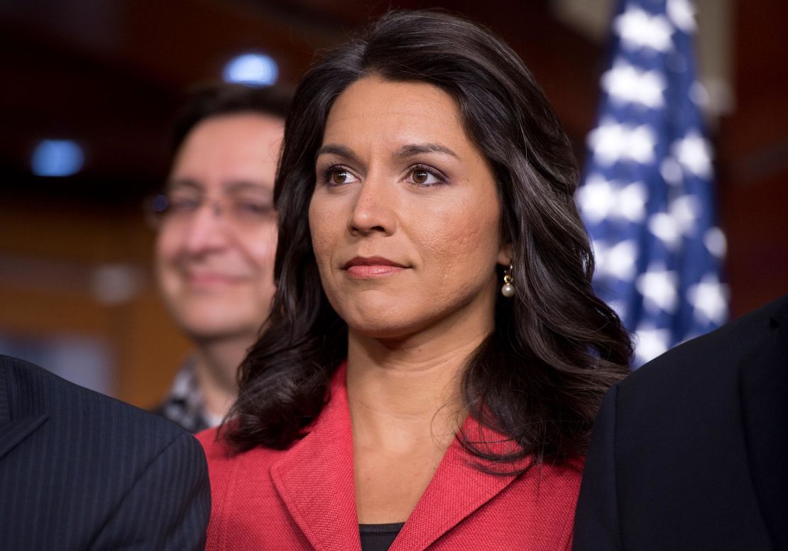 In this 2012 photo, Tulsi Gabbard attends a news conference with democratic freshmen members-elect at the US Capitol. 