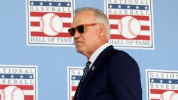 In this 2023 photo, Ryne Sandberg is introduced during the Baseball Hall of Fame induction ceremony at Clark Sports Center on July 23, 2023 in Cooperstown, New York. 