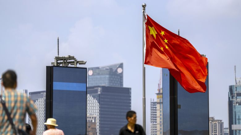A Chinese flag in Pudong's Lujiazui Financial District in Shanghai, China, on Monday, Sept. 18, 2023. 