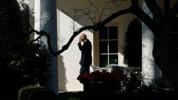 In this November 2023 photo, President Joe Biden walks along the Rose Garden colonnade before boarding Marine One and departing the White House Washington, DC.