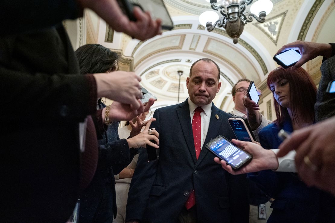 Rep. Bob Good speaks with reporters at the US Capitol on January 12, in Washington, DC.