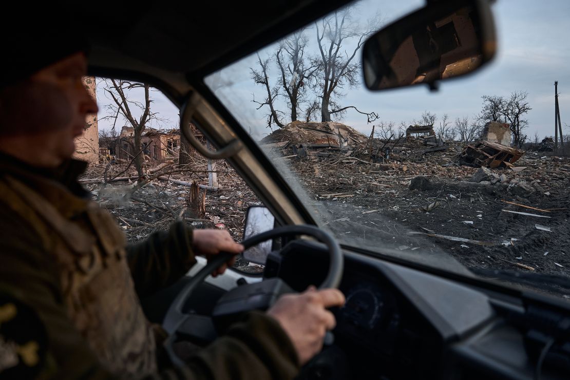 The road to the city, the outskirts of Avdiivka on February 14, in Avdiivka district, Ukraine. 