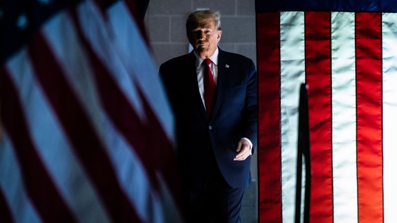 Former President Donald Trump walks out to speak at a Get Out The Vote campaign rally held at Coastal Carolina University in Conway, South Carolina, on February 10. 