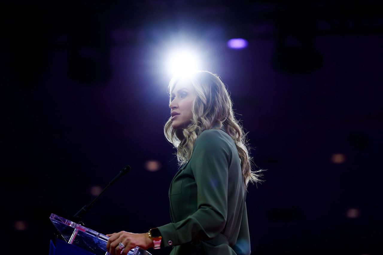 Lara Trump speaks during the Conservative Political Action Conference (CPAC) at Gaylord National Resort Hotel And Convention Center on February 22 in National Harbor, Maryland. 