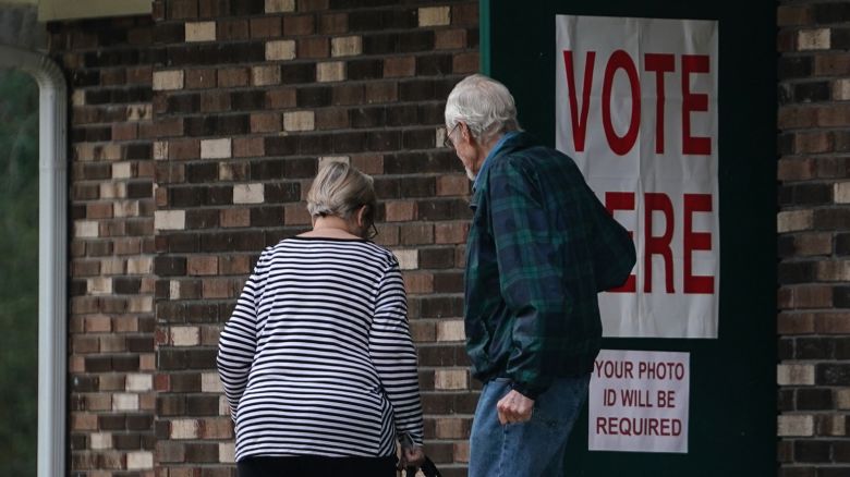 Voters enter a polling location to cast their ballots in the state's primary on March 5, in Oxford, Alabama.