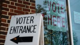 Signs directing voters are seen ouside a polling place on March 5 in Mountain Brook, Alabama. 