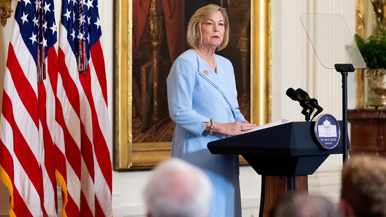 Susan Ford Bales, daughter of former President Gerald Ford and former First Lady Betty Ford, speaks in Washington, DC, on March 6.