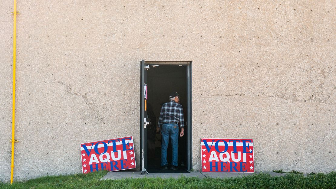 Voters wait in line on Super Tuesday at the Menchaca Road Branch of the Austin Public Library on March 5 in Austin, Texas.