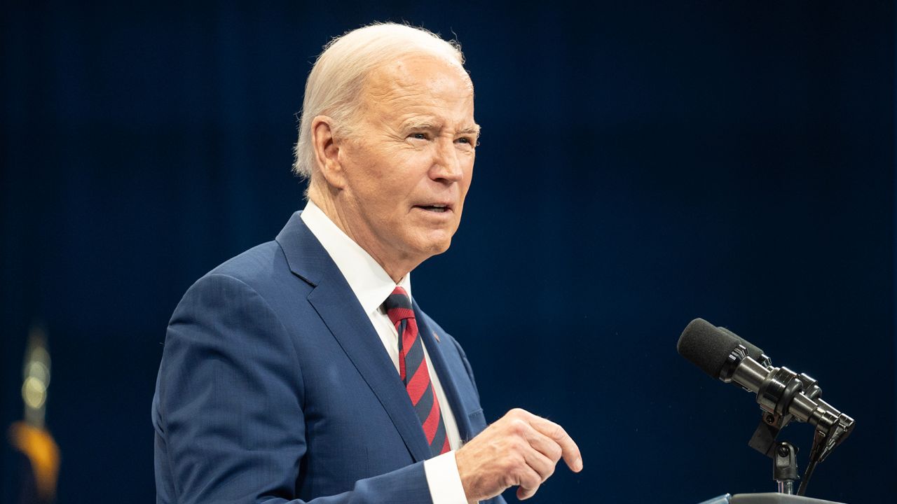 President Joe Biden speaks at the Chavis community center on March 26, in Raleigh, North Carolina. 