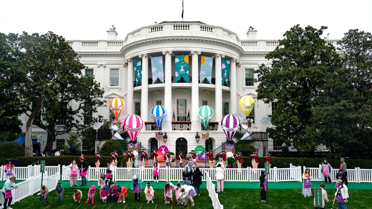 Guests participate in the annual White House Easter Egg Roll on the South Lawn of the White House on April 1, in Washington, DC. 