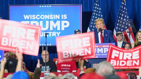 Former President Donald Trump speaks during a campaign event in Green Bay, Wisconsin, on Tuesday, April 2, 2024.