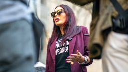 Far-right activist Laura Loomer speaks to the media prior to the beginning of former President Donald Trump's Trial at Manhattan Criminal Court on April 15 in New York City.