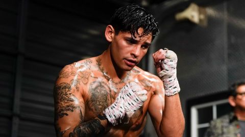 Ryan Garcia in action during a media workout at World Class Boxing Gym on April 9, in Dallas.