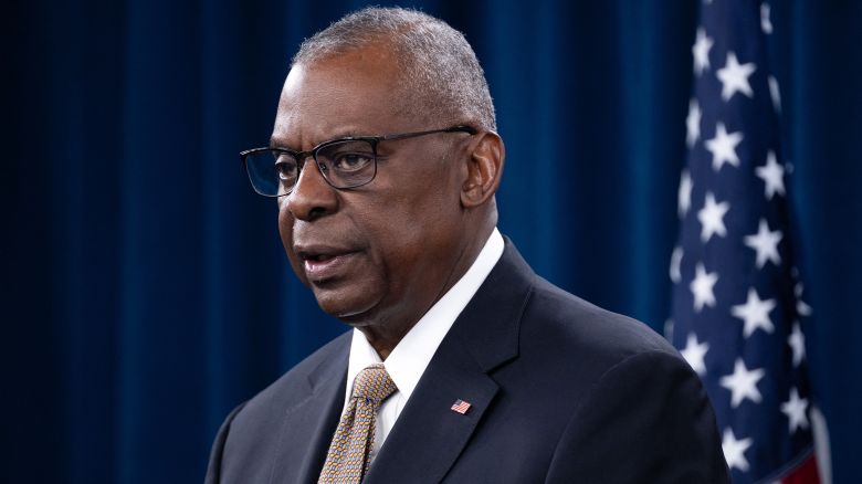 US Defense Minister Lloyd Austin speaks during a press conference after concluding the Ukraine Defense Contact Group at the Pentagon in Washington, DC, on April 26.