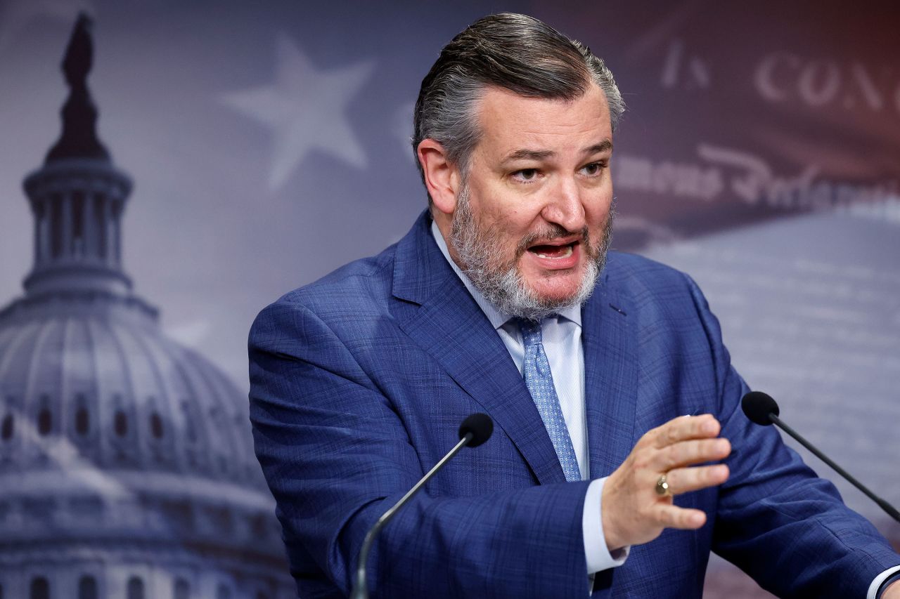 Sen. Ted Cruz speaks during a news conference with fellow Republican senators at the US Capitol on May 9, in Washington, DC.