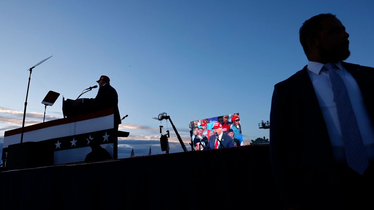 Former President Donald Trump speaks during a campaign rally in Wildwood Beach on May 11, 2024 in Wildwood, New Jersey. 
