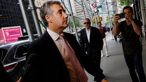 Michael Cohen, former President Donald Trump's former attorney, arrives at his home after leaving Manhattan Criminal Court on May 13, 2024 in New York City.