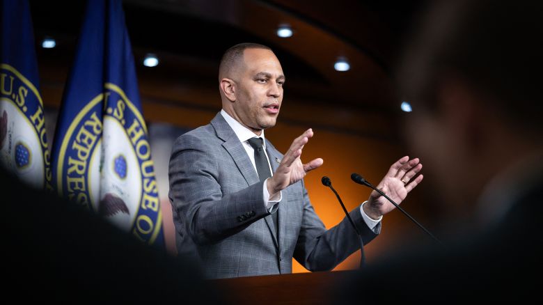 House Minority Leader Hakeem Jeffries holds his weekly press conference at the Capitol Washington, DC, May 16, 2024.