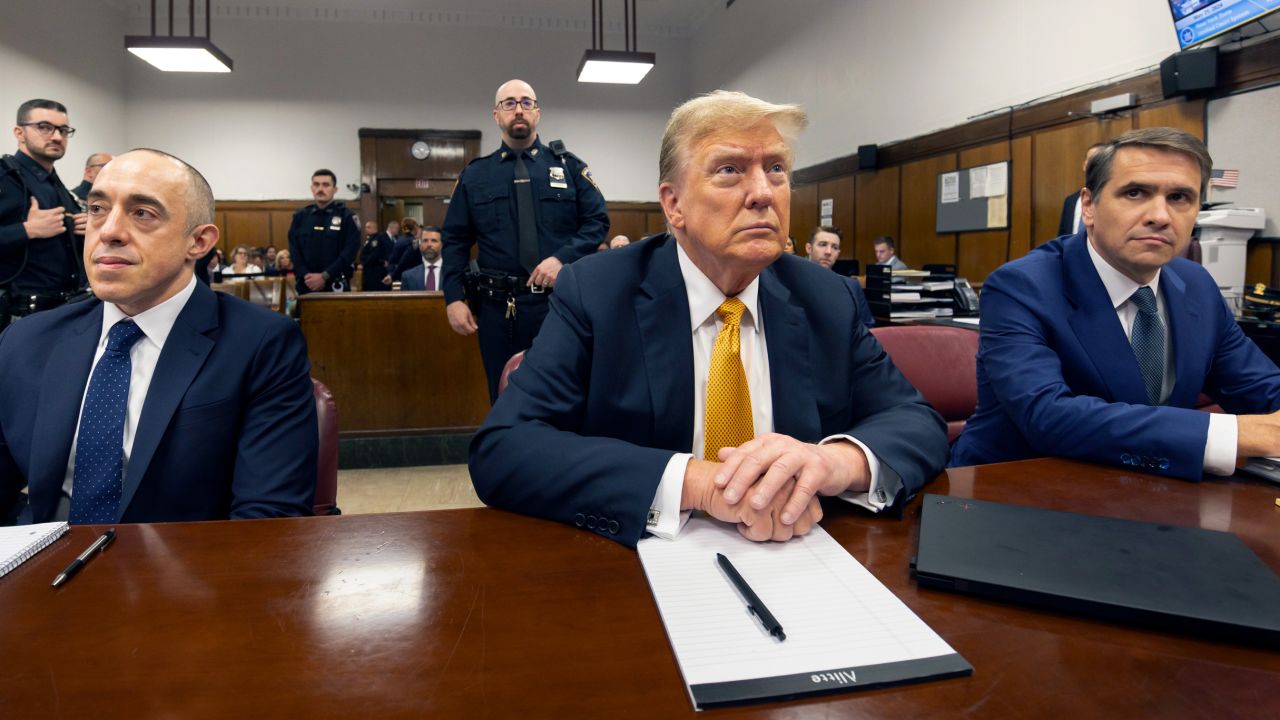 Former President Donald Trump sits in the courtroom for his trial for allegedly covering up hush money payments at Manhattan Criminal Court on May 21, in New York City. 