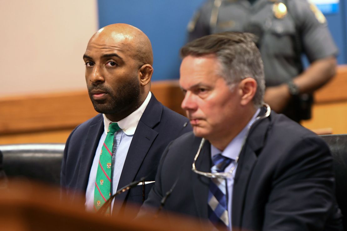 Defendant Harrison Floyd with attorney Christopher Kachouroff in court during a hearing at the Fulton County Courthouse on May 28 in Atlanta.