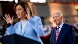 Vice President Kamala Harris introduces U.S. President Joe Biden during a campaign rally at Girard College on May 29, 2024 in Philadelphia, Pennsylvania.