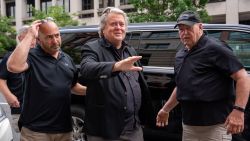 Steve Bannon arrives at the federal courthouse in Washington, DC, on June 6. \\
