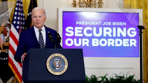 President Joe Biden delivers remarks on an executive order limiting asylum in the East Room of the White House on June 4, in Washington, DC.
