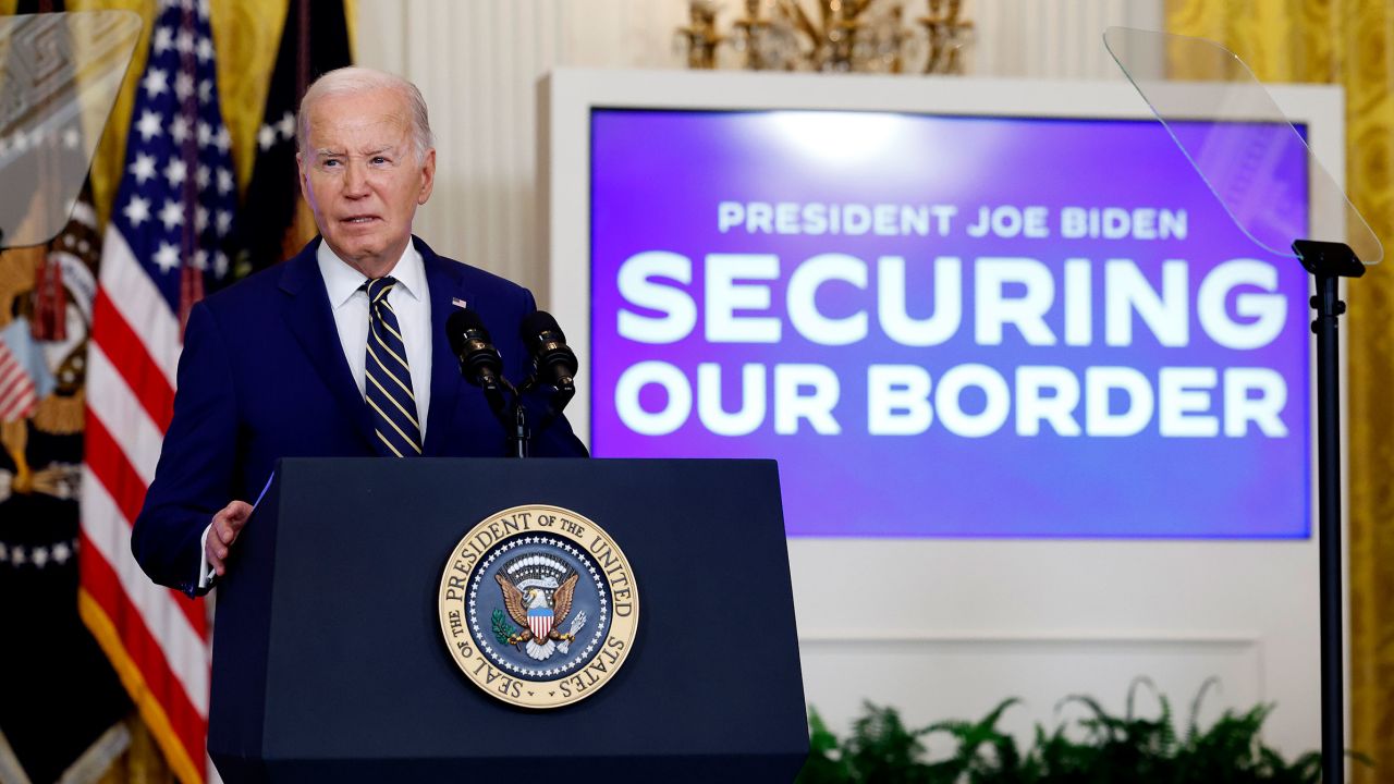President Joe Biden delivers remarks on an executive order limiting asylum in the East Room of the White House on June 4, in Washington, DC.