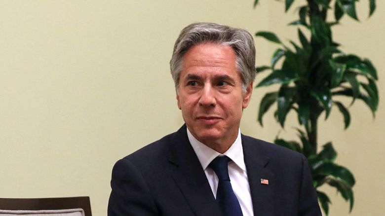 Secretary of State Antony Blinken meets with the Palestinian Authority prime minister during the "Call for Action: Urgent Humanitarian Response for Gaza" conference at the Dead Sea in Jordan on June 11.