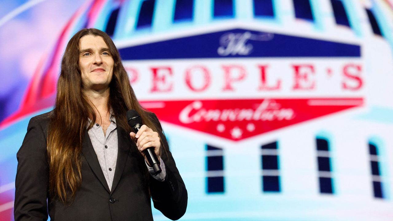 American conservative activist Scott Ryan Presler addresses the conservative Turning Point People's Convention on June 16 at Huntington Place in Detroit, Michigan. 