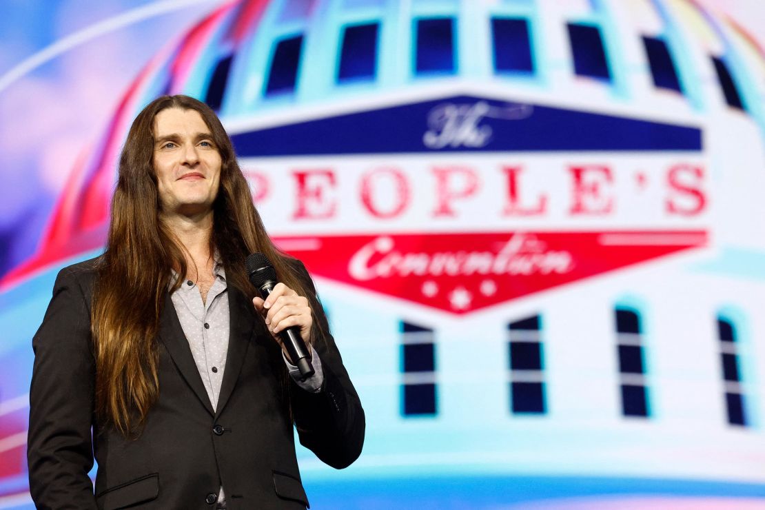 American conservative activist Scott Ryan Presler addresses the conservative Turning Point People's Convention on June 16 at Huntington Place in Detroit, Michigan. 