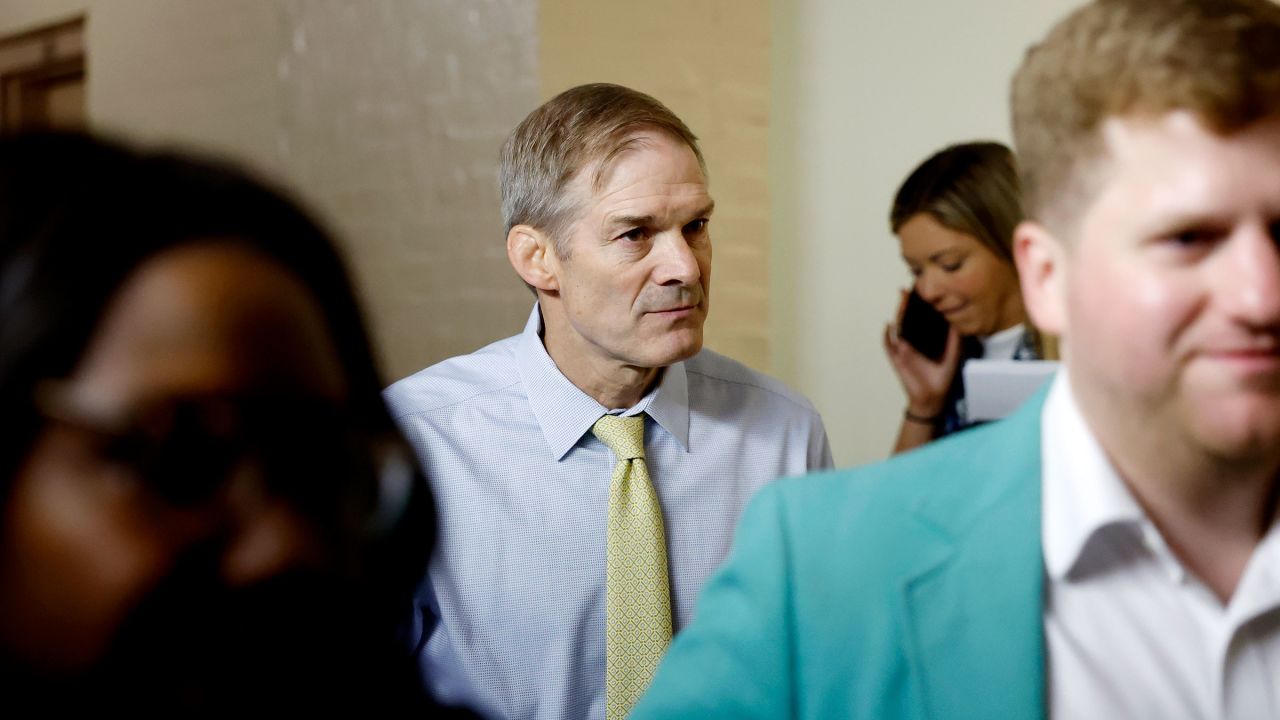 Rep. Jim Jordan departs from a weekly House Republican conference meeting at the U.S. Capitol Building on June 12, in Washington, DC.