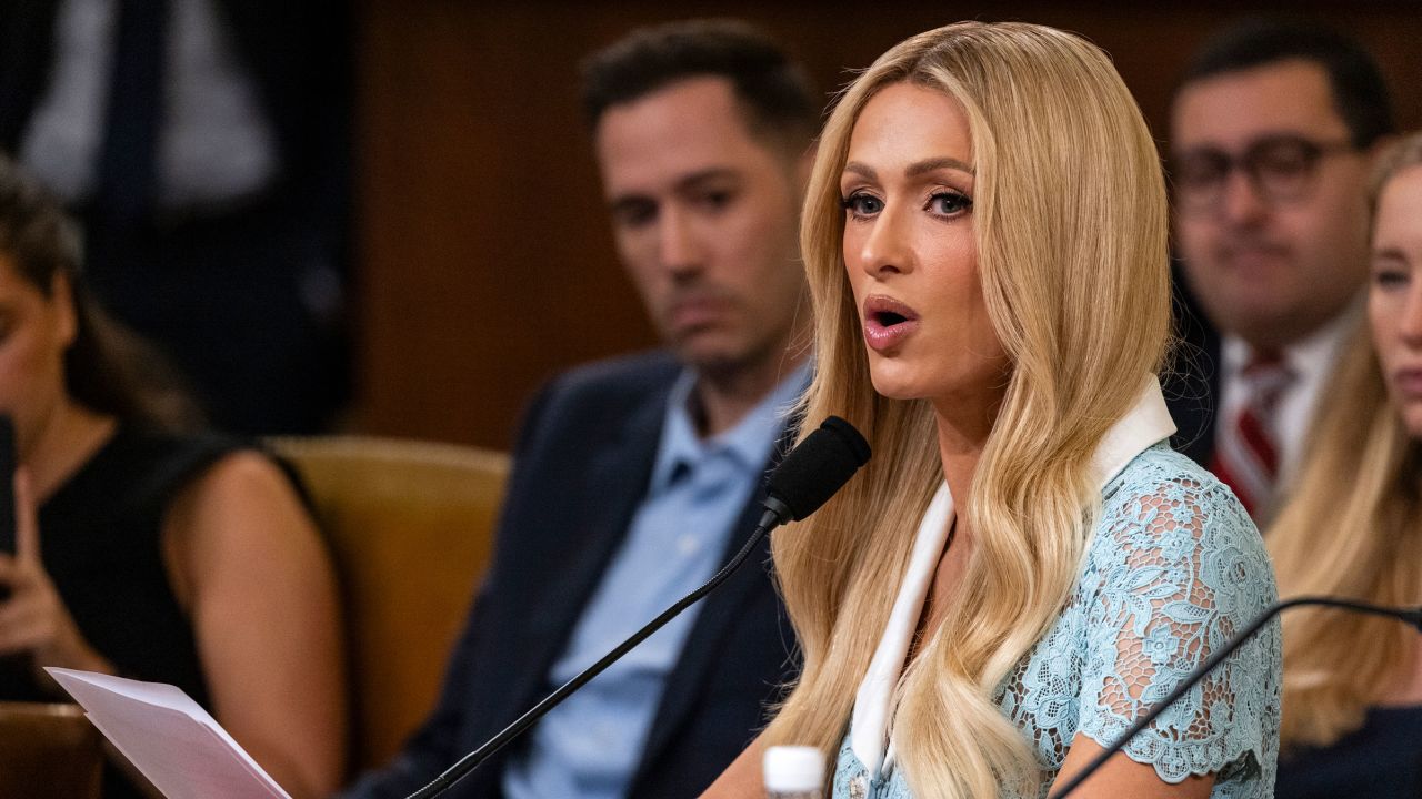 Actress and child welfare advocate Paris Hilton testifies during the House Committee on Ways and Means hearing on "Strengthening Child Welfare and Protecting Americas Children" on June 26 in Washington, DC.