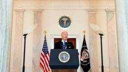 US President Joe Biden delivers remarks on the Supreme Court's immunity ruling at the Cross Hall of the White House in Washington, DC on July 1, 2024. 