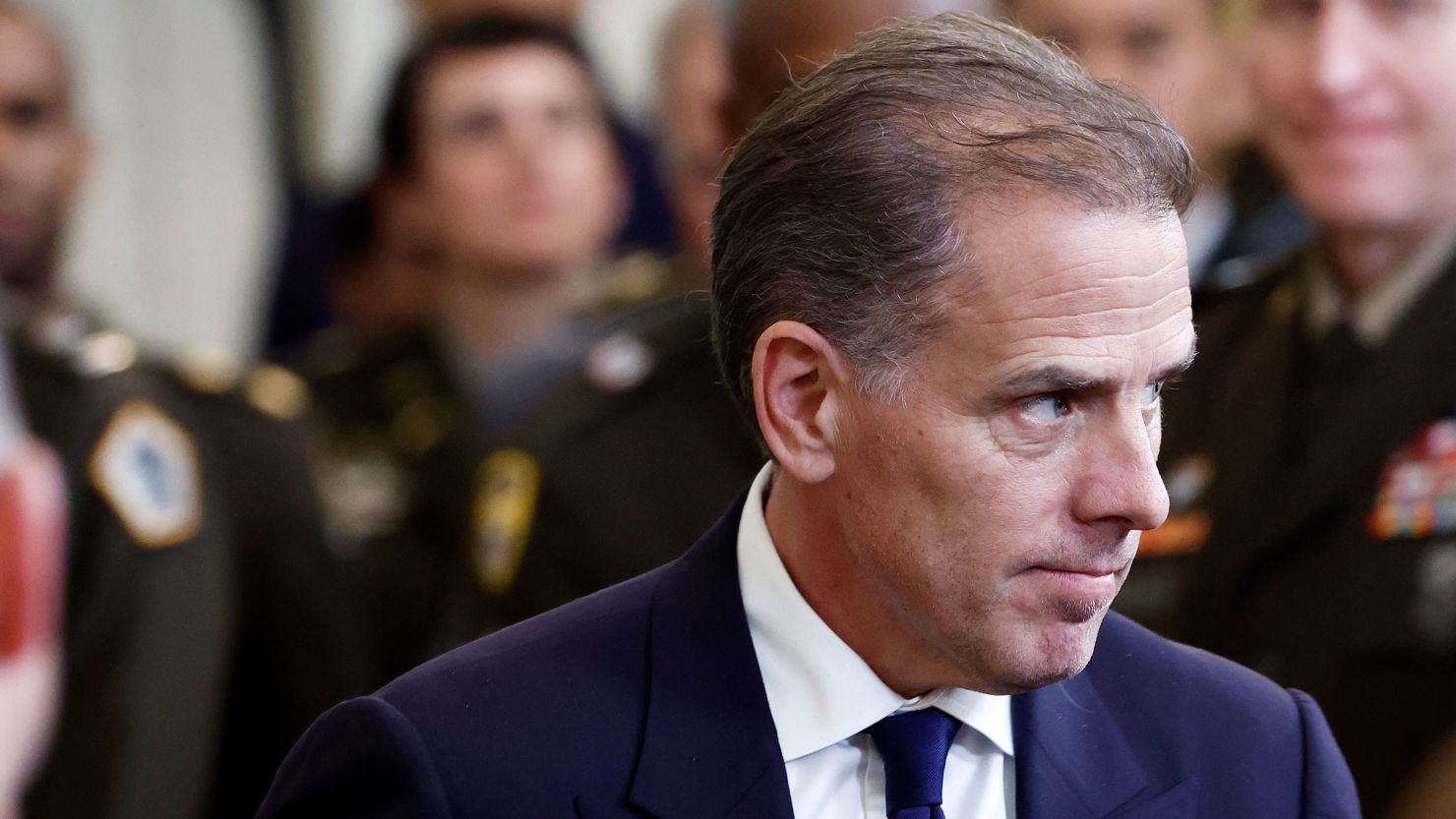 Hunter Biden departs from a Medal of Honor ceremony in the East Room of the White House on July 3, in Washington, DC.