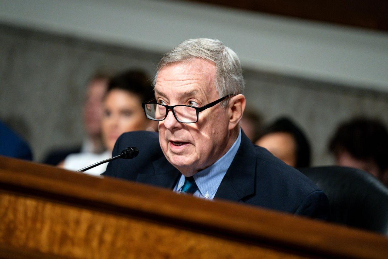 Sen. Dick Durbin speaks during a hearing at the US Capitol on July 11, 2024 in Washington, DC.