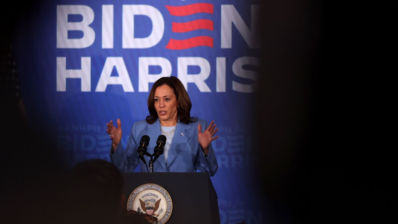 Vice President Kamala Harris speaks during a campaign event at Resorts World Las Vegas on July 9, in Las Vegas.