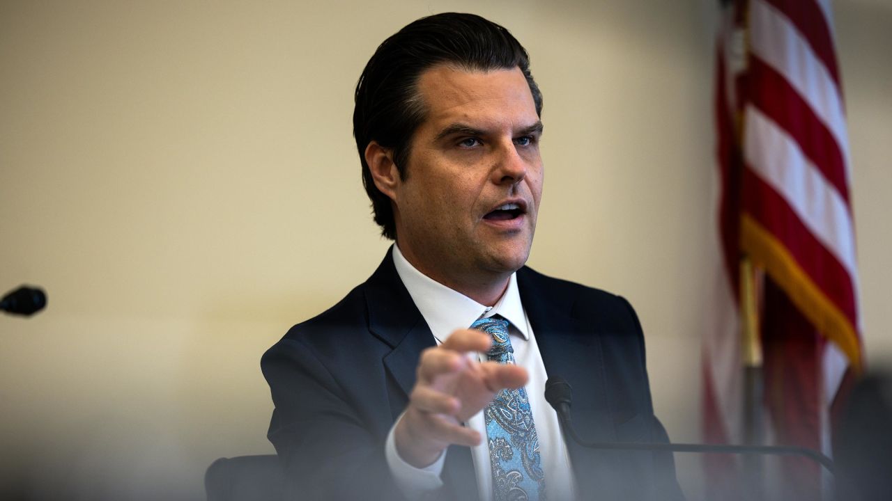 Rep. Matt Gaetz (R-FL) speaks during the House Judiciary Subcommittee on Crime and Federal Government Surveillance hearing on Oversight of the Federal Bureau of Prisons on Capitol Hill on July 23, 2024 in Washington, DC.