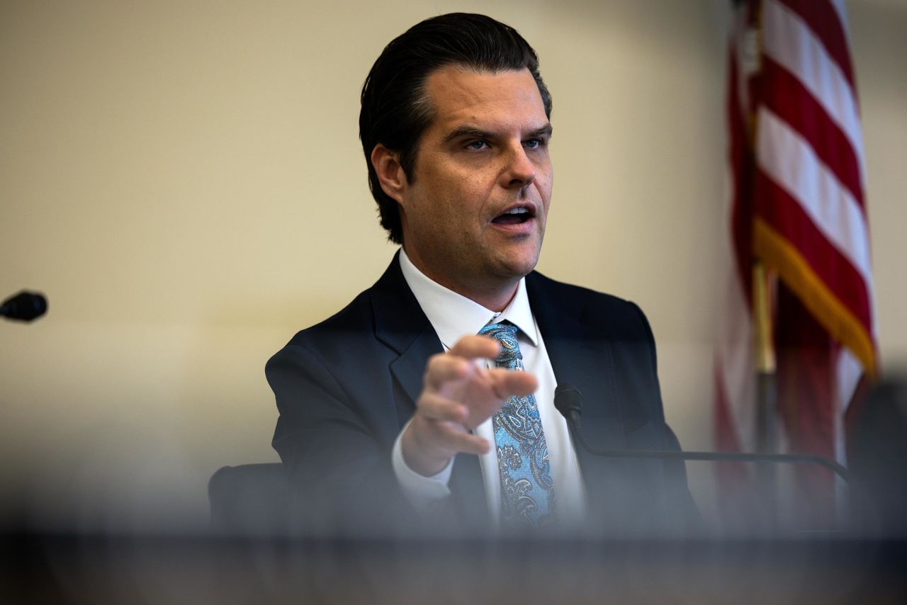 Rep. Matt Gaetz (R-FL) speaks during the House Judiciary Subcommittee on Crime and Federal Government Surveillance hearing on Oversight of the Federal Bureau of Prisons on Capitol Hill on July 23, 2024 in Washington, DC. 