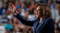 Vice President Kamala Harris speaks to supporters during a campaign rally at West Allis Central High School on July 23 in West Allis, Wisconsin. 