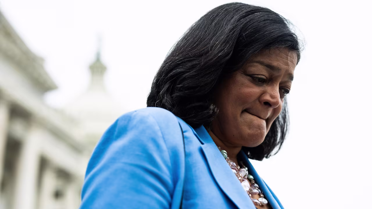 Rep. Pramila Jayapal walks down the steps of the US Capitol Building on July 25, in Washington, DC. 