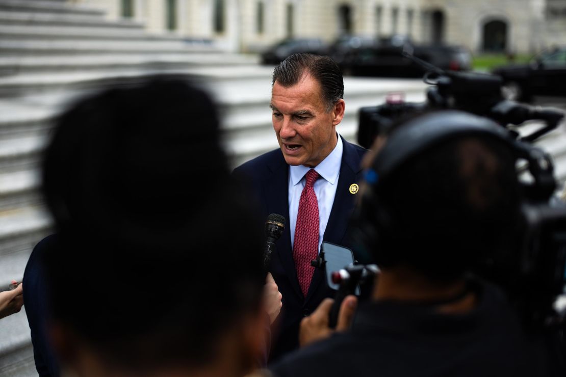 Democrats grapple with their message in Trump 2.0 7 Congressman Tom Suozzi speaks to reporters on the steps of the U.S. Capitol after the vote on July 25, 2024 in Washington, DC.