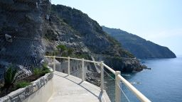 A view from the ''Path of Love'' after renovations and increased safety measures prior to the reopening of The 'Via dell'Amore' (the Path of Love) between Riomaggiore and Manarola, the Cinque Terre's (Five Lands) most romantic hiking trail, in La Spezia, Liguria, Italy on July 26. 