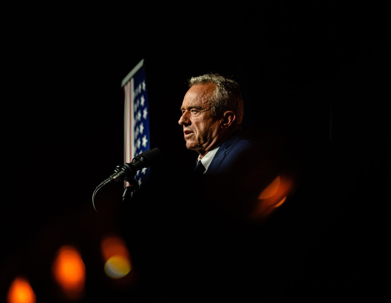 Robert F. Kennedy Jr. gives a keynote speech during the Bitcoin 2024 conference at Music City Center July 26 in Nashville.