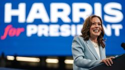 Vice President and 2024 Democratic presidential candidate Kamala Harris speaks at a campaign rally in Atlanta on July 30.
