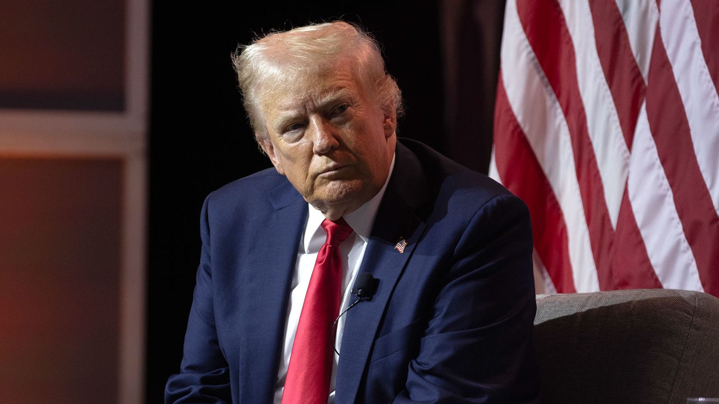 Former President Donald Trump participates in a question and answers session at the National Association of Black Journalists convention at the Hilton Hotel on July 31 in Chicago.