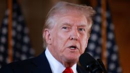 Former President Donald Trump speaks during a news conference at his Mar-a-Lago estate in Palm Beach, Florida, on August 8, 2024.