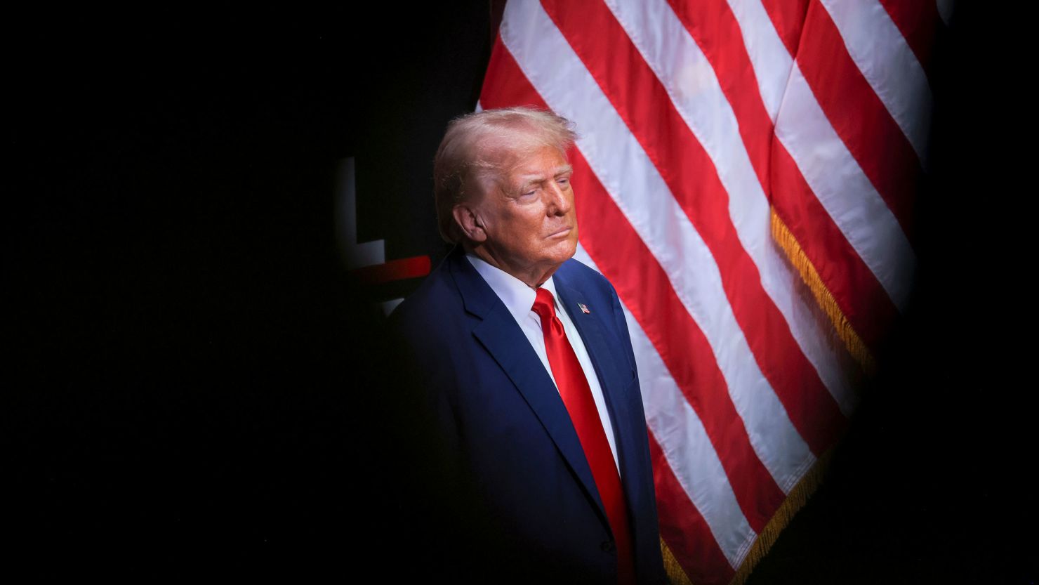 Former President Donald Trump arrives for a campaign event at Harrah's Cherokee Center in Asheville, North Carolina, on Wednesday, August 14. 