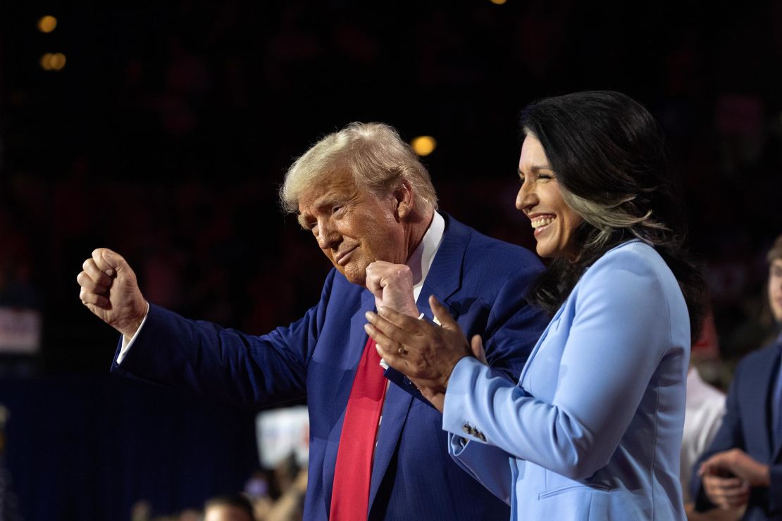 Donald Trump holds a town hall campaign event with Tulsi Gabbard on August 29 in La Crosse, Wisconsin. 